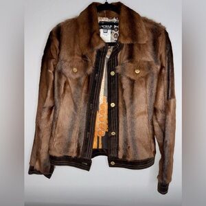 D&G Brown Fur Jacket with Gold Accents